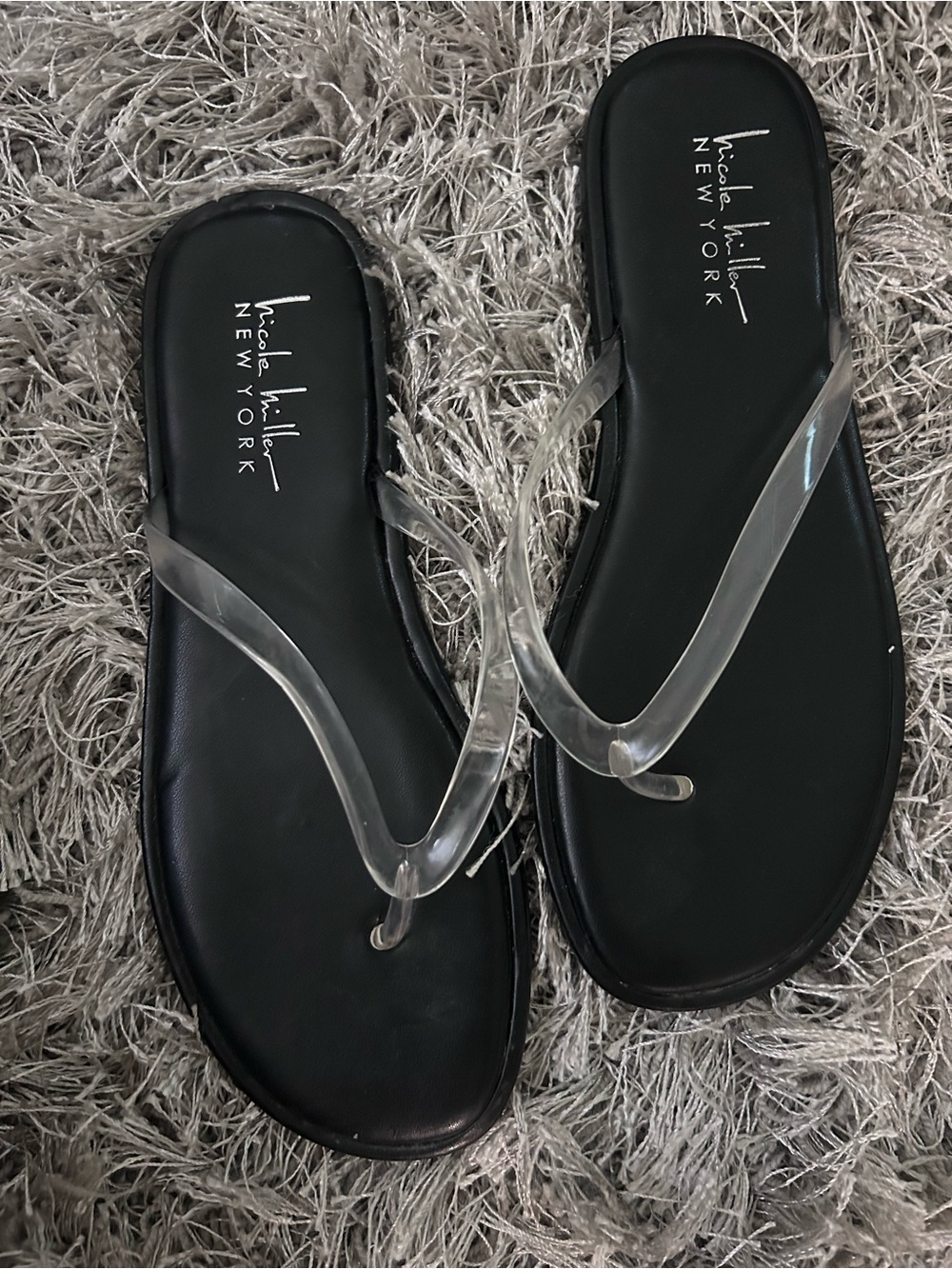 Vera Wang Black Sandals with Clear Straps
